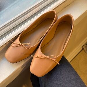 MADEWELL NUDE LEATHER BALLET FLATS
